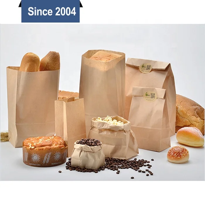 Eco Friendly Manufactures Packaging Shopping Boutique Sandwich Strong Grease Proof Kraft Fast Food Stand Up Sos Paper Bag