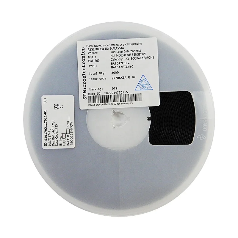 Диод Шоттки BAT54 BAT54ZFILM, малый сигнал, 40 в, 300 мА