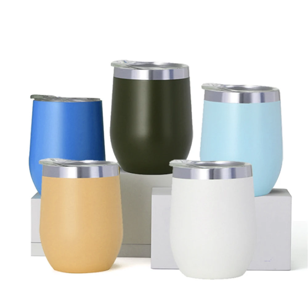 Wholesale Custom Stainless Steel Stemless  12oz Bling Wine Tumblers with Lid  Vacuum Insulated 12 oz Glass Wine Cups