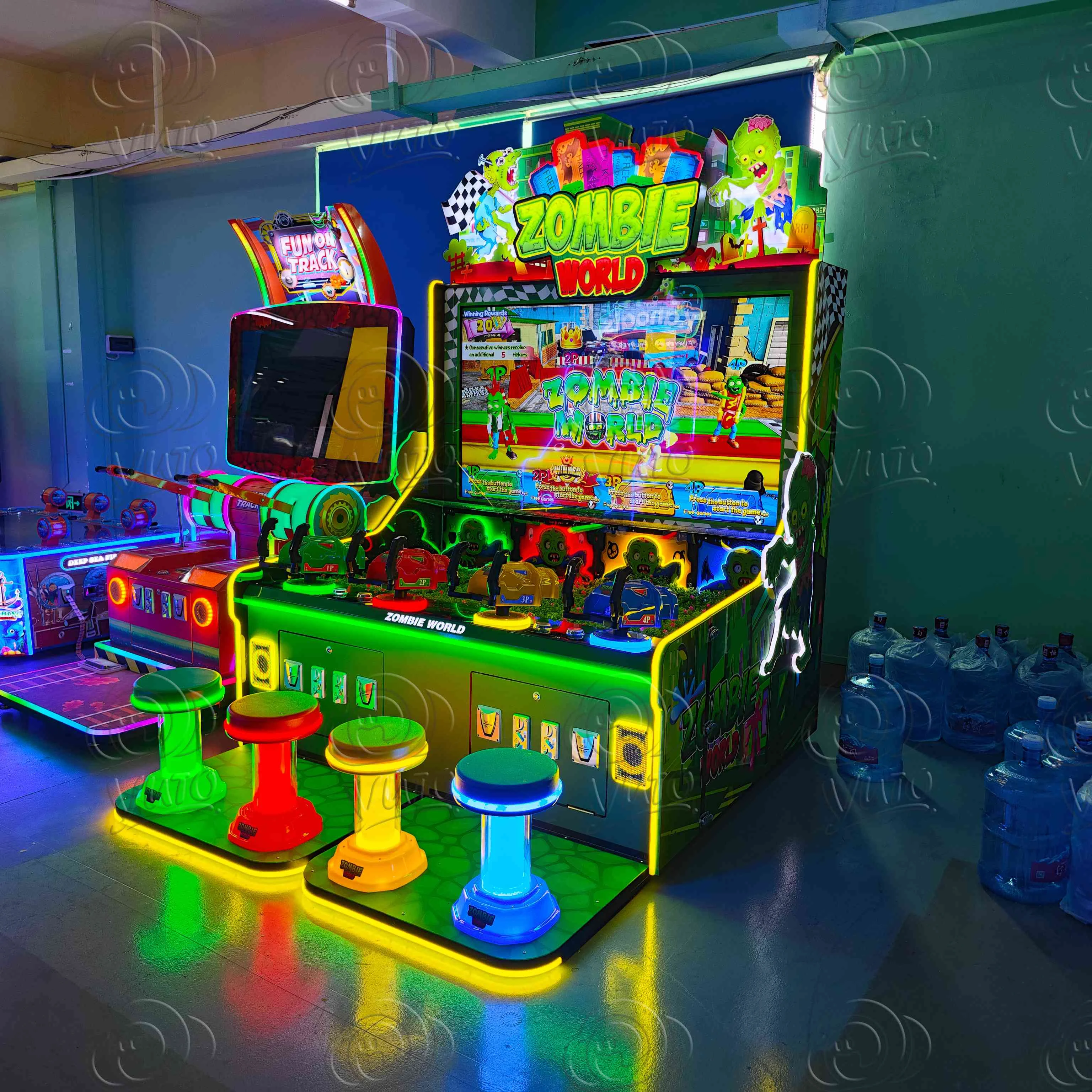 Best Price Indoor Arcade Water Shooting Game Machine Zombie World For Sale|Kids 4P Arcade Water Shooting Game Machine For Sale