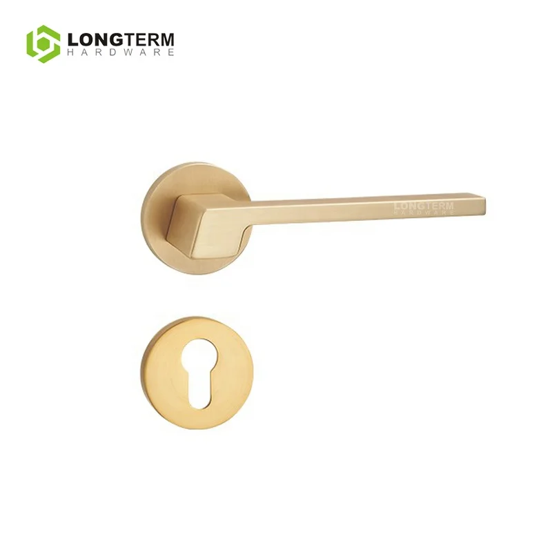 Wood Door Hardware Lock and Handle Zinc Alloy Modern Matte Black Privacy Entry Door Square Lever Interior Door Handle