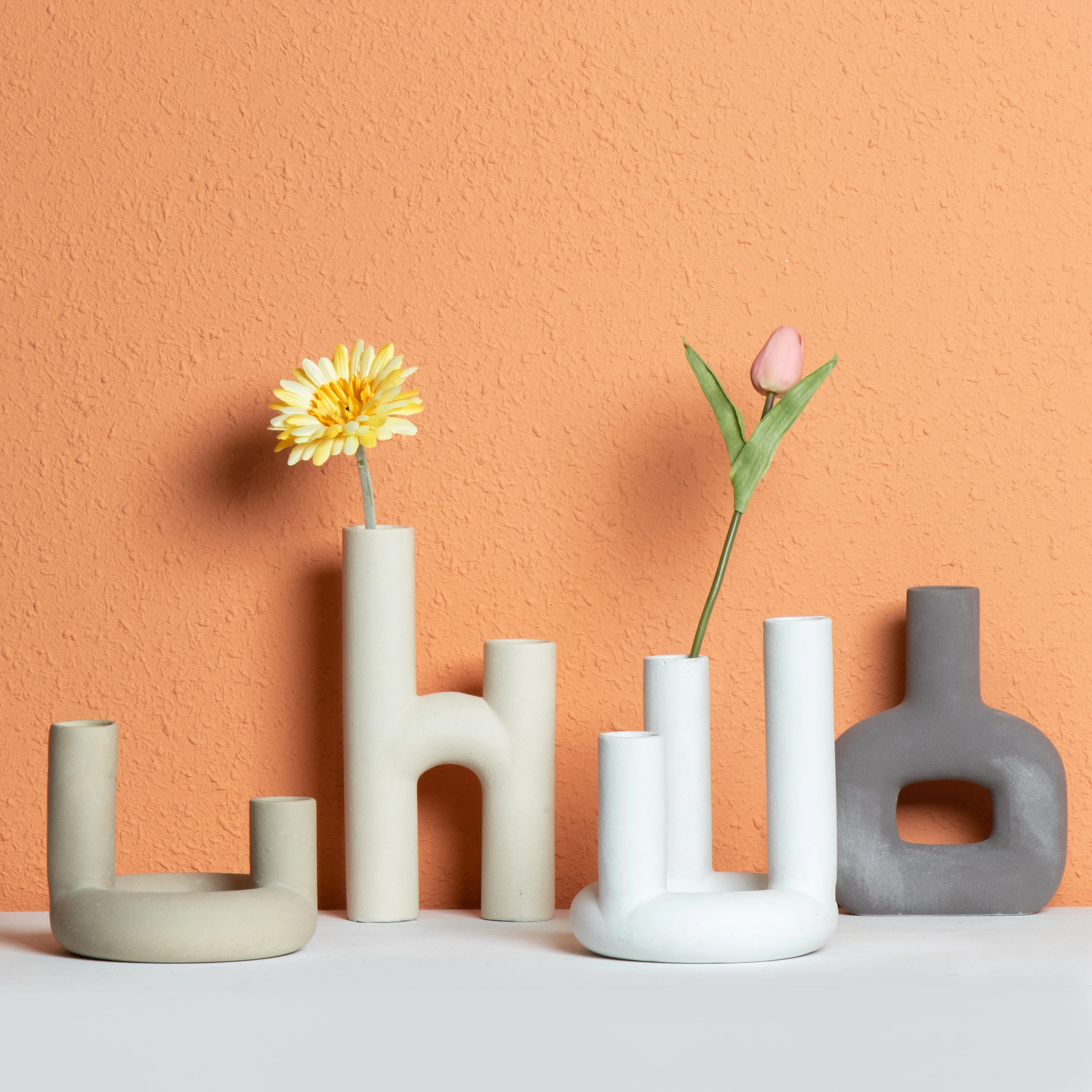 Home Nordic Decoration Centre Piece Clay Decor Vase Mini Flower Vase Boho Candle Vase