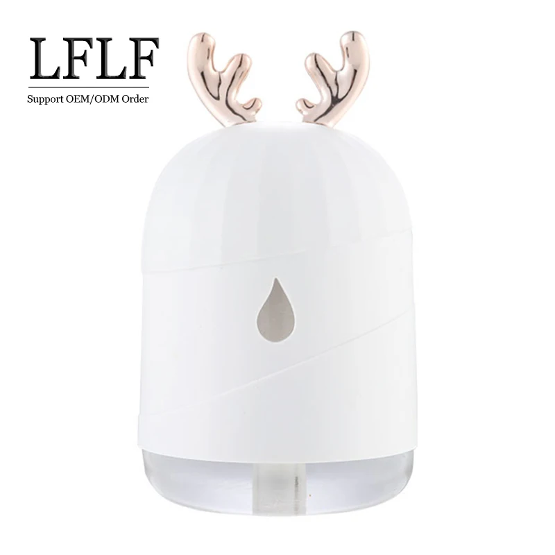220ML antlers Air Humidifier Aroma Essential Oil Diffuser Car USB  Fogger Mist Maker for Home with LED Night Lamp