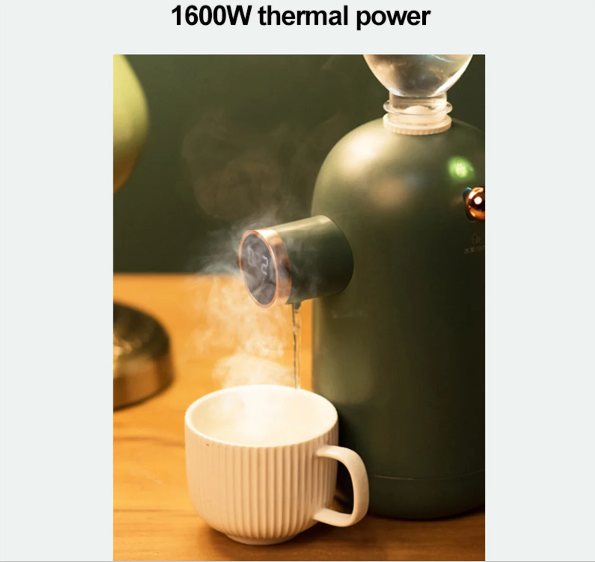 1600W Portable Mini Instant Hot Water Dispenser Home Desktop Retro Automatic Water Dispenser Outdoor Travel Pocket Water Heater