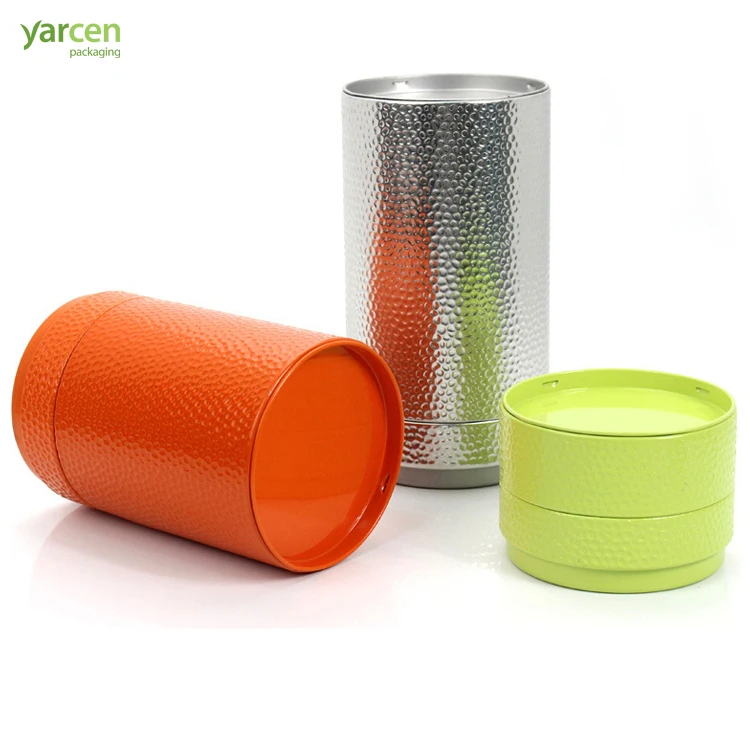 Custom Round Hand Knock Pattern Seal Tea Tin Box/Round Tea Tin Can