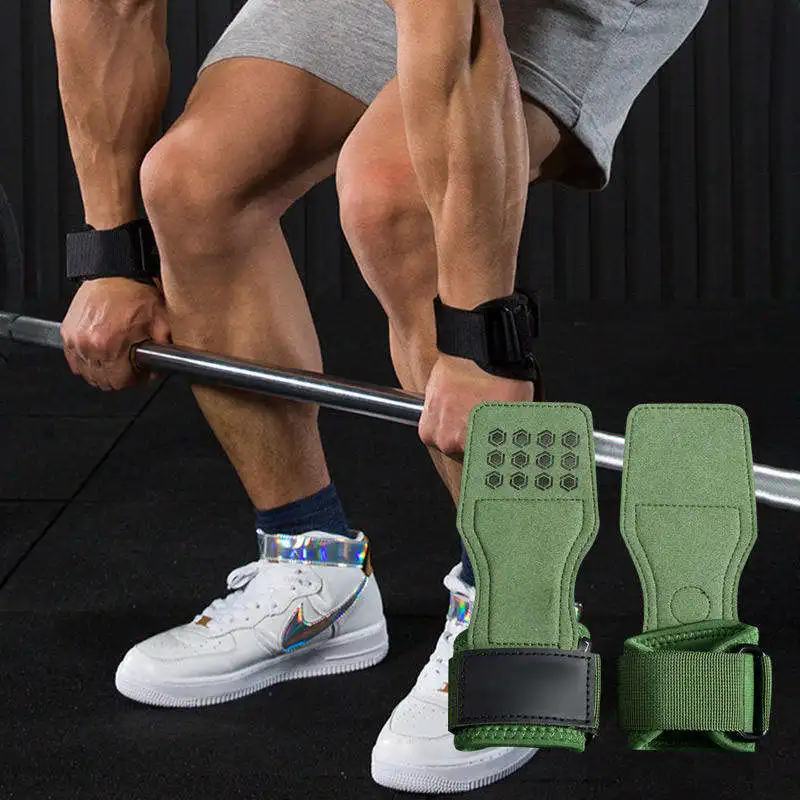 Premium Silicone Padding Protect Palm Hand Lifting Grip Pad Gym Adjustable Wrist Straps for Weight Lifting Power Crossfit Grip