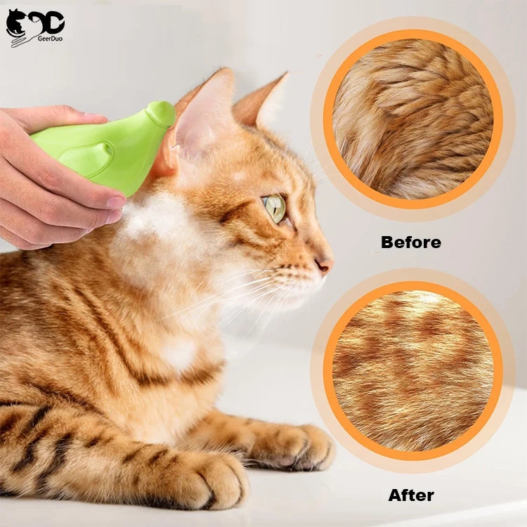 New Arrival 3 In 1 Electric Self Cleaning Rechargeable Pet Hair Massage Cat Brush Misty Cat Spray Steam Brush