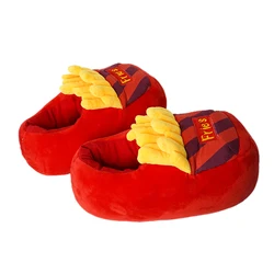 Stuffed Food Home Shoes Warm Women Gifts Furry Inner Plush Hamburger Fries Pizza Bread Slippers