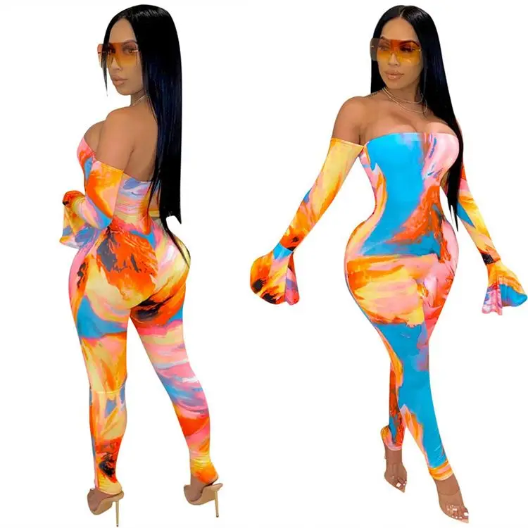 Best Seller Off Shoulder Flare Sleeve Women One Piece Jumpsuits And Rompers