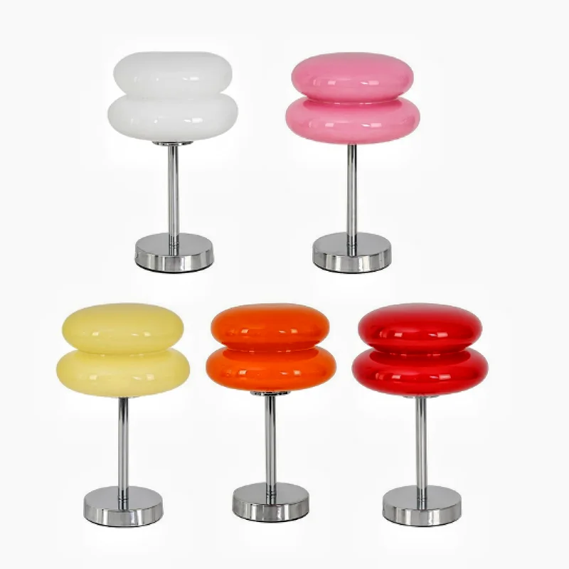 Creative Hamburger Lamp Bedroom Bedside Atmosphere Light Home Decoration Eggs Tart Table Lamp LED Glass Novelty AC Modern CN;GUA