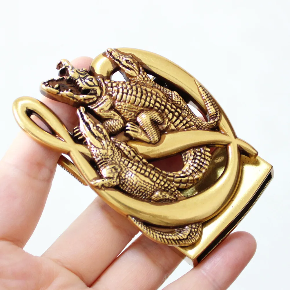 35mm inner size metal crocodile automatic belt buckle