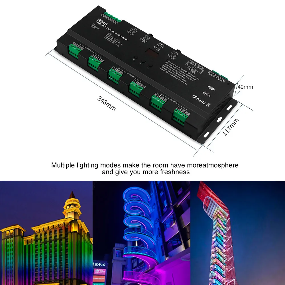 Новое поступление 24 канала постоянного напряжения DMX512 RDM декодер mater Цвет управления светом