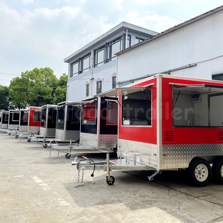 9-12ft jucery charcoal Australia fast food trailer bbq churros sweets laminate trailer burger van