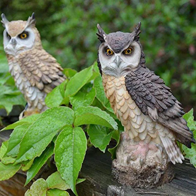 Garden Statue Outdoor Decorations (white) Figures Large Owl Resin Patio Lawn Yard Indoor Home Decoration Folk Art Model Animal