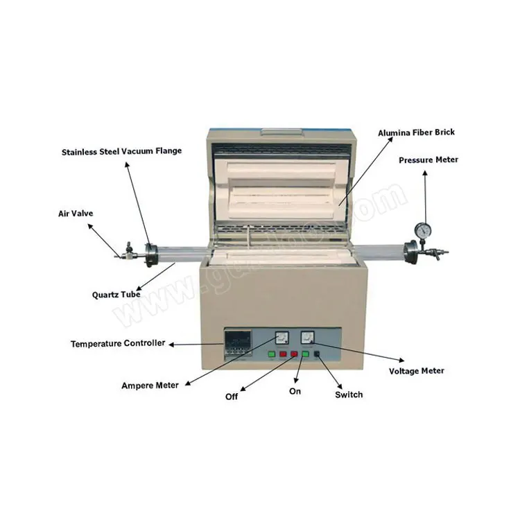 1200 degree Industrial three zones quartz tube furnace with vacuum pump