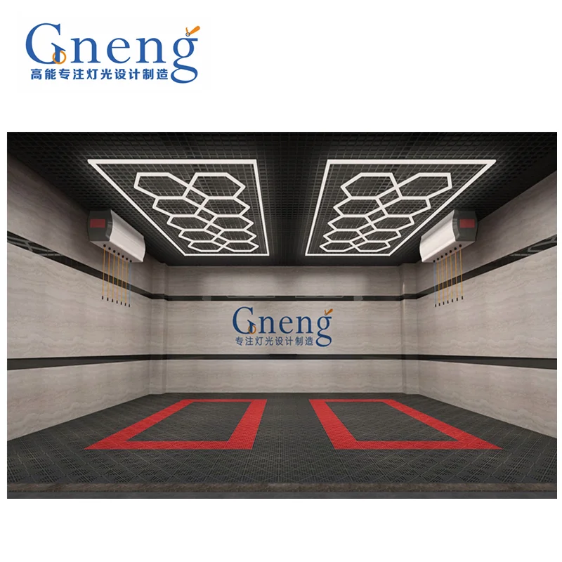 Deformable Light Weight Indoor Decoration Aluminum Wall Hexagon Detailing Car Work LED Shop Honeycomb Garage Ceiling Light