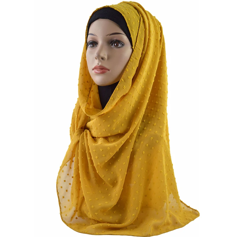 Fashion 20colors Pom Chiffon Hijab muslim stylish lady georgette scarf