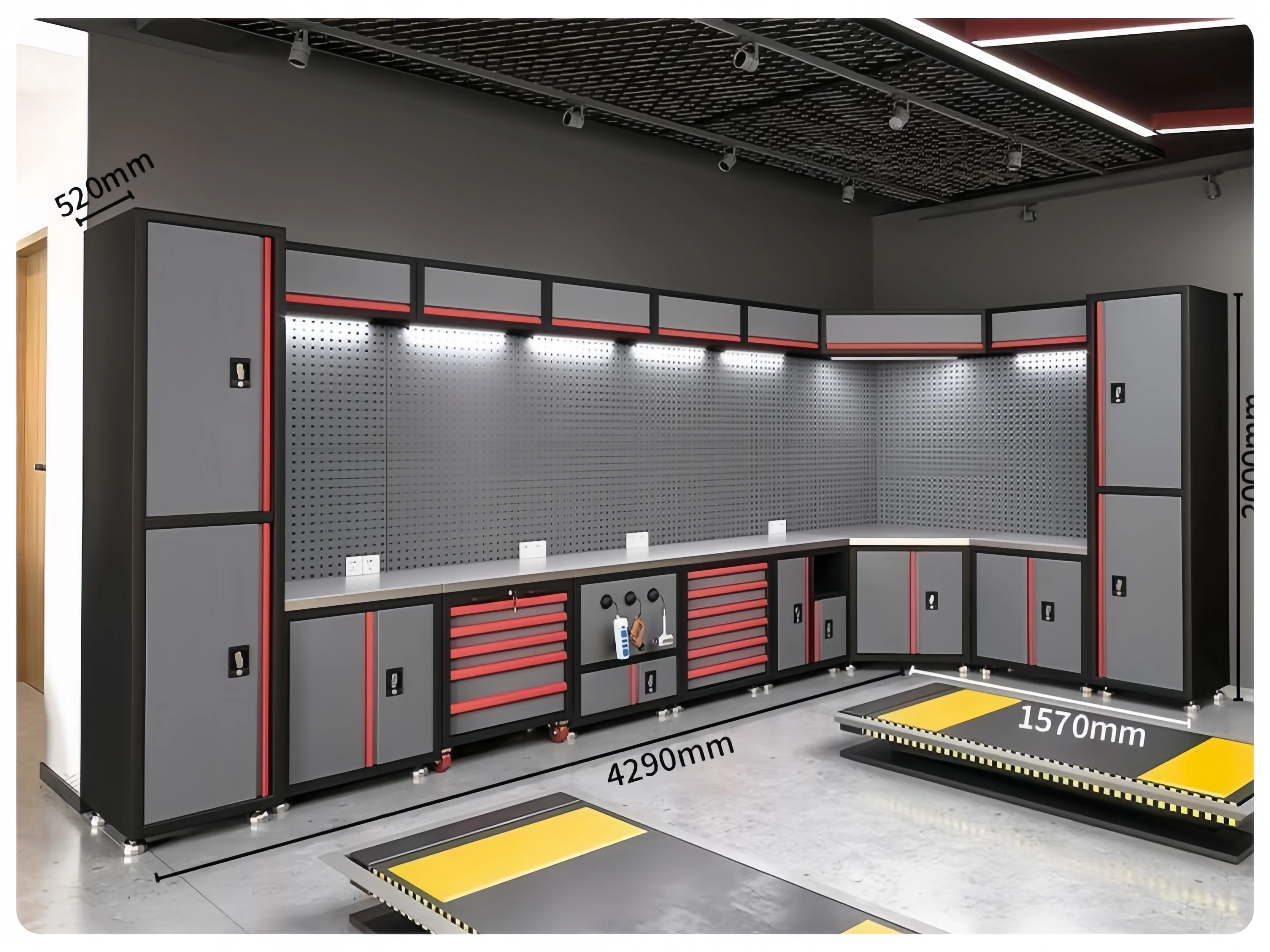 Garage Storage Cabinets (BLACK RED GRAY)