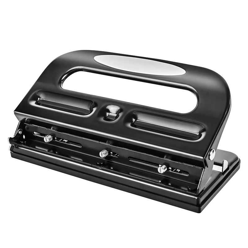 Hot Selling 30 Sheet Capacity Semi-adjustable 3 Hole Punch Rectangular Metal Paper Hole Punch