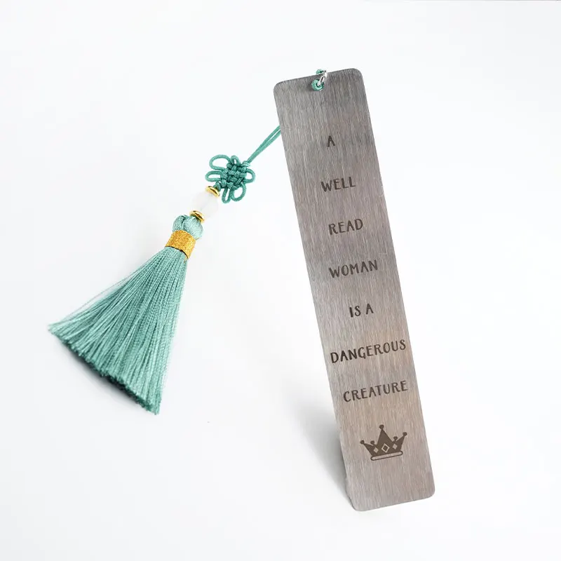 Custom Logo Copper Stainless Steel Metal Book Marks with Tassel