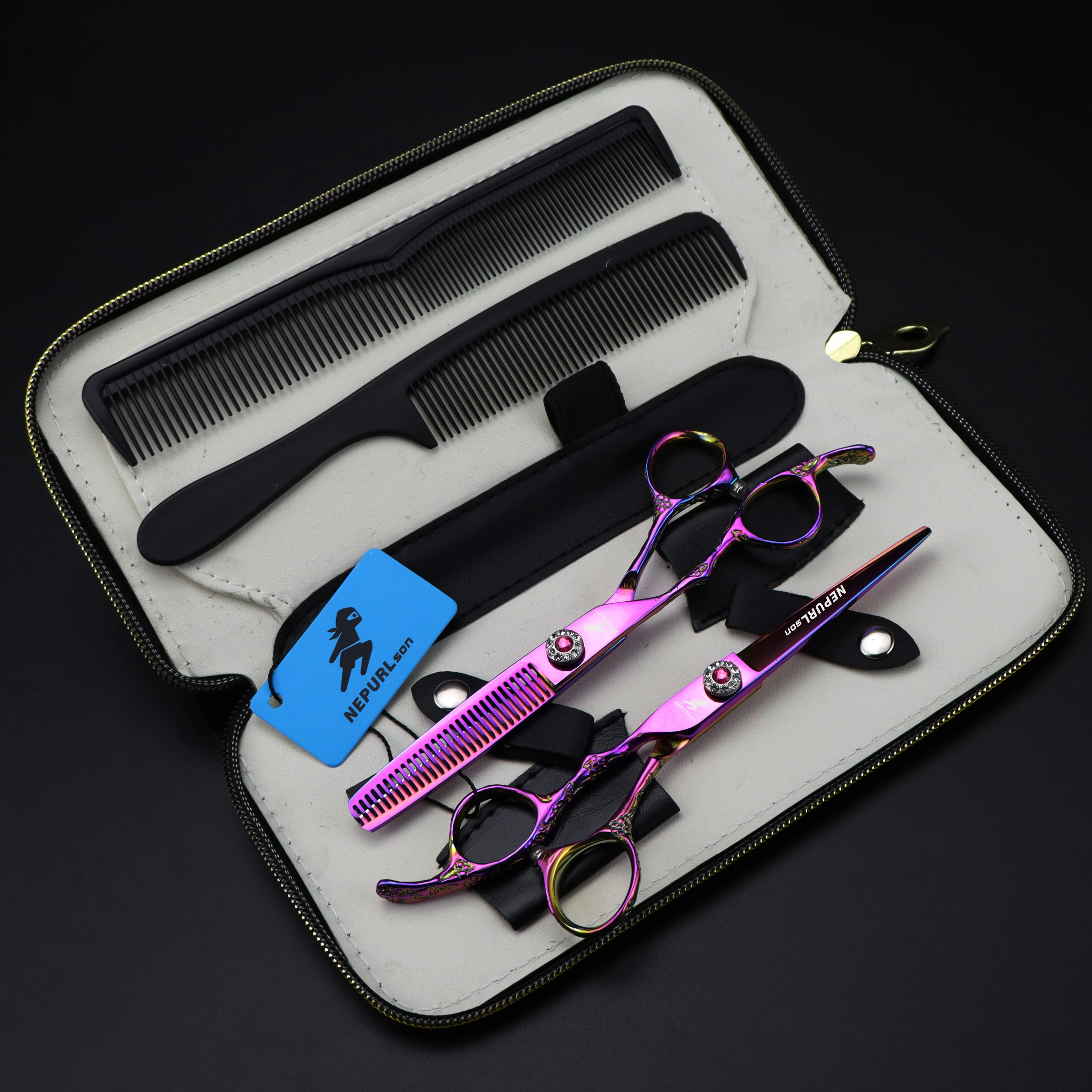 6.0 inch NEPURLson GML-02 left handed   flat scissors new fashion design beauty barber   Hairdressing scissors  sets