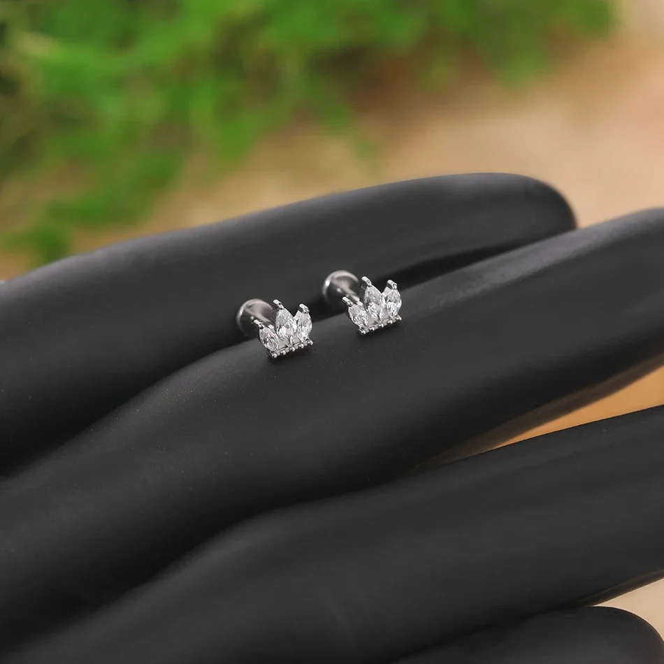 Gaby jewelry custom astm f136 titanium piercing de titanio 16g 1.2 internal thread labret helix tragus lobe flat back earring