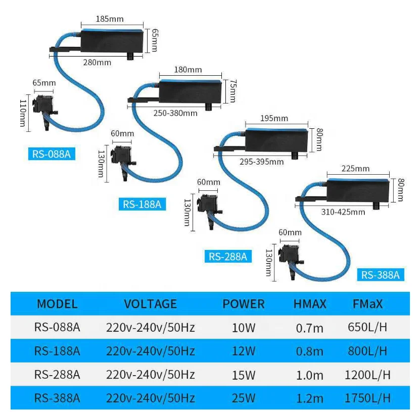 RS-088A/188A Aquarium Upper Filter Pumps Oxygen And Circulates Multifunctional Top Filter Submersible Pump Silent Water Pump