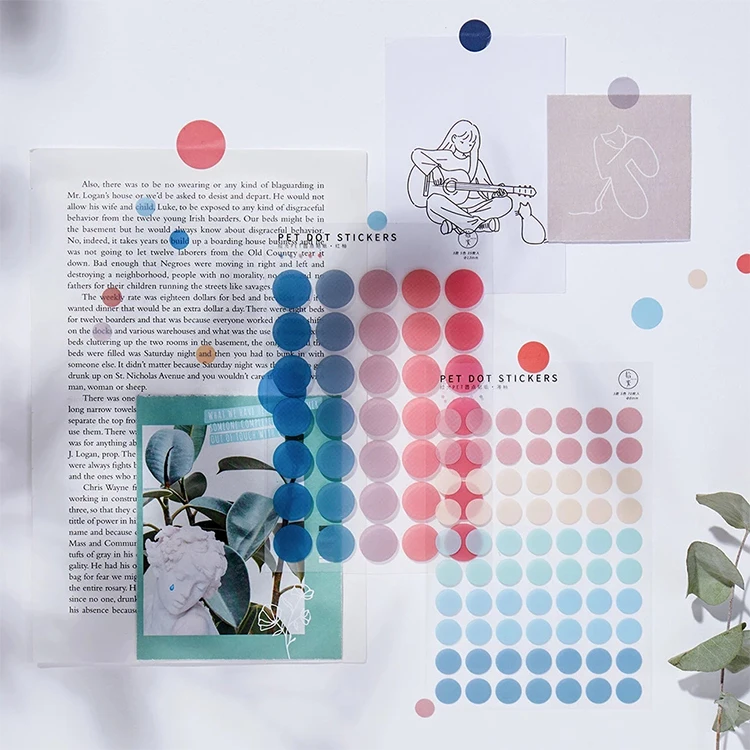 Simple Fresh Color Basis Dot Stickers Decoration Creative Transparent Sticker Hand Account DIY Sticker