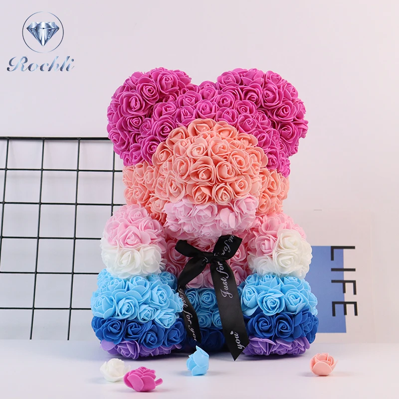 2024 wholesale 16 inches/40cm Rose Teddy Bear With Box, Artificial Flower for Valentines, Wedding, Christmas Gifts, Decoration