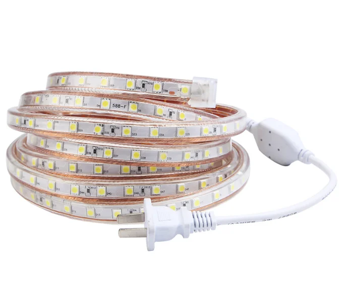 220V High Voltage LED Ceiling Lighting Strip Outdoor Waterproof 2835 Cable with 20CM Cut IP65 for Hotels Filaments Roads