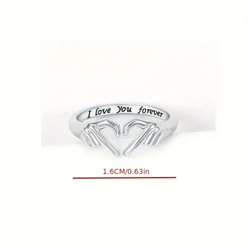 Hot Romantic Two-Handed Heart-to-Heart Alloy Ring 18K Plating Forever Love Hug Hand Couple Weddings