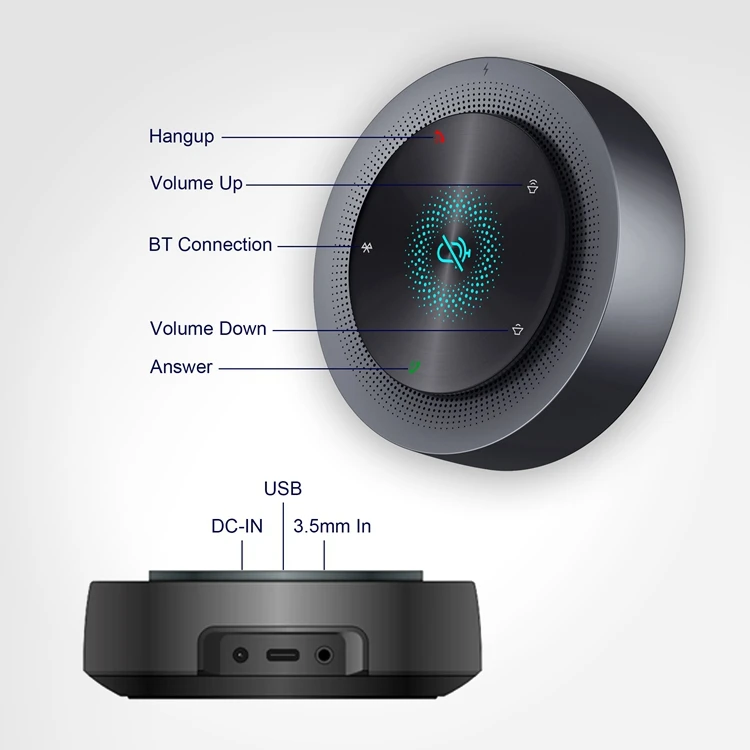 High quality 360-degree Voice pickup wireless Speaker Microphone Omnidirectional BT Conference Speakerphone