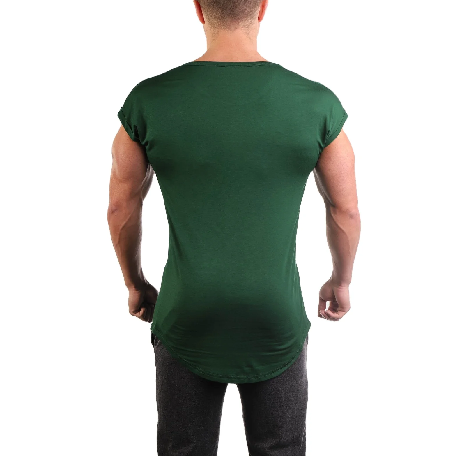 Wholesale Regular Fit Custom Sport Wear Mens blank t-shirt with custom logo capped sleeve t shirt