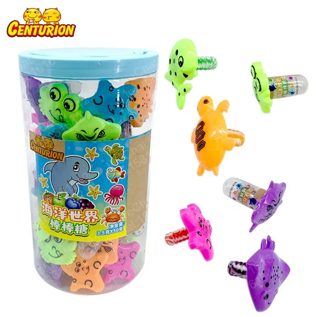 Customized ocean Oliver candy with animal shaped nipple lollipop toy candy