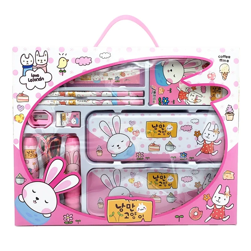 Made in China Cute cartoon stationery prizes primary school students gifts creative stationery set and school supplies set