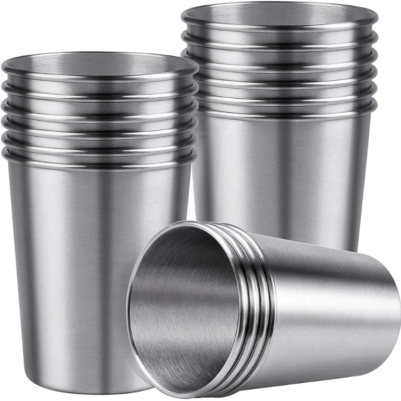 
Stainless Steel Cups dishwasher safe Shatterproof Pint Cup Tumblers Lightweight Metal Drinking Glasses (20,16,12,10, 8, oz) 