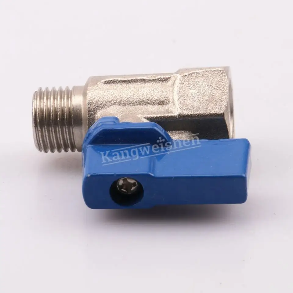Kangweishen Premium Chrome BSP 1/8 to 1/2 Inch Forged Brass Mini Ball Valve with Plastic Aluminum Butterfly Handle