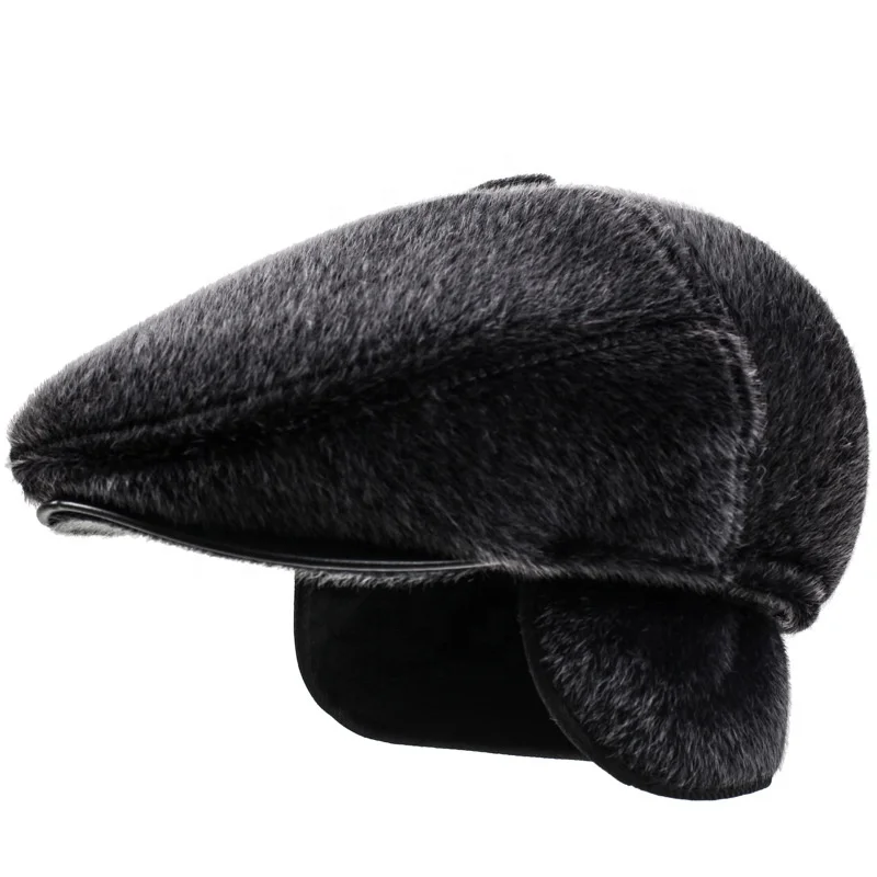 MIO Autumn and Winter Old Man Hat Imitation Mink Beret Senior Duck Tongue Fur Ivy