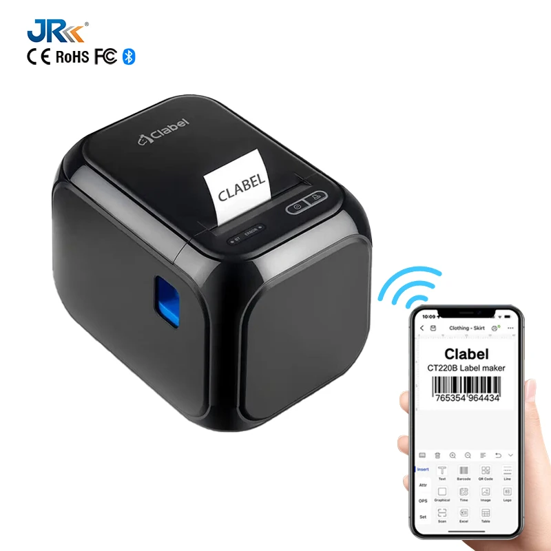 Portable USB Black Custom JR Bluetooth USB220D Print Width 2 inch Connect Desktop 203dpi Thermal Label Printer