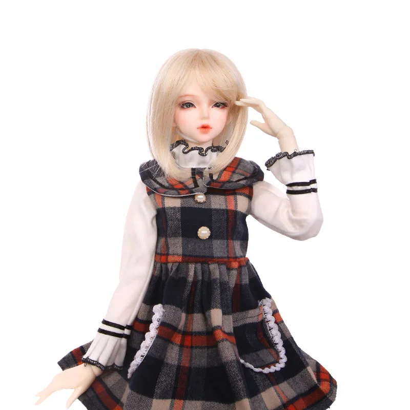 wholesale price straight medium hairstyle BJD doll wig hair light gloden blonde side parting bjd wig for 8-9 inch