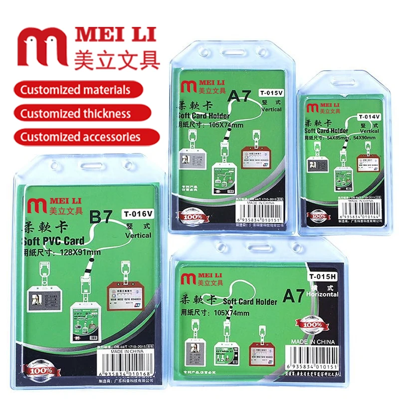 Clear Plastic ID Badge Holder Silicone Made Extra Thick Name Tag ID Card Holders Fit Standard Size Credit Cards Work ID School
