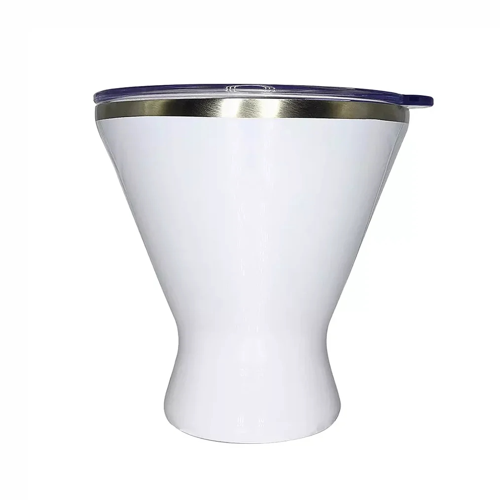 Custom Unbreakable Vacuum Insulated Stainless Steel 10oz Martini Margarita Tumbler Creative Cocktail Glass with Lid