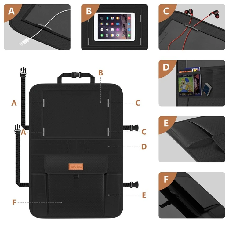 Premium Car Seat Organizer Multi-pocket Auto Backseat Multifunction Storage With Touch Screen Tablet Holder Backseat Organizer