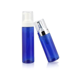 China manufacture White Blue PET Plastic  Cosmetic Liquid Soap dispenser with Foam Pump Bottle