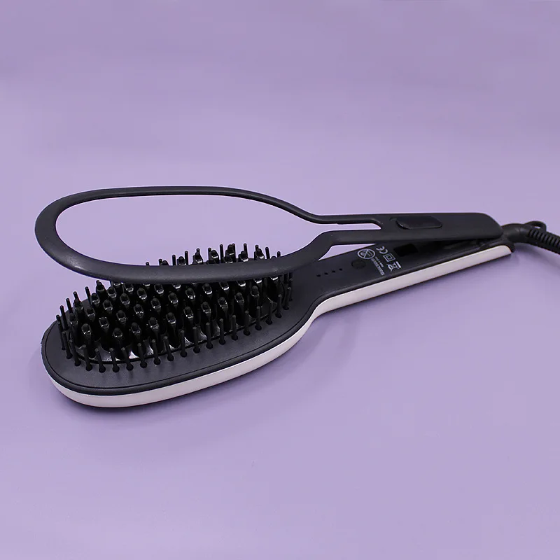 Professional Flat Iron 2 in 1 LCD Display Hair Straightener Multifunctional Titanium Hair Straightener Comb Curling Iron Brush