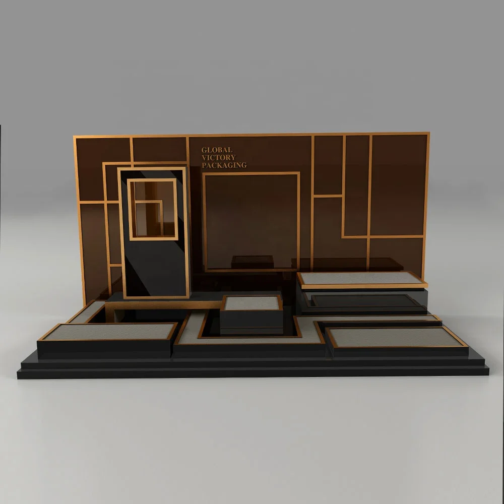 Custom Unique Watch Stand Display Elegant  Watch Organizer Acrylic C- ring Wood Tray set Exhibitor For Cabinets Window