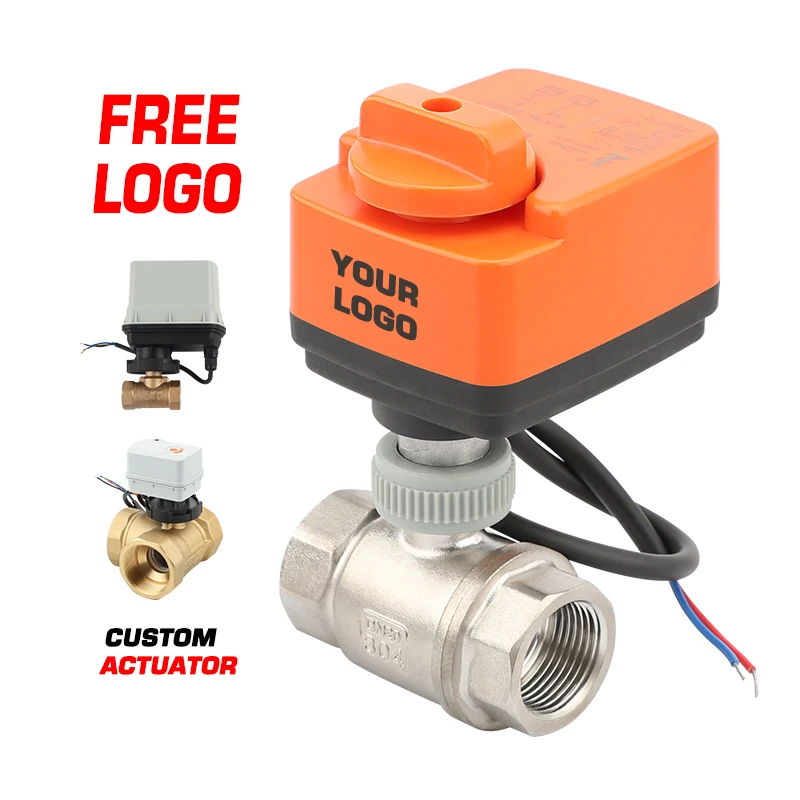 Electric Ball Valve 304 Stainless Steel Water Normal Temperature Home Kitchen Actuator Plastic Valve Body Stainless Steel DN20