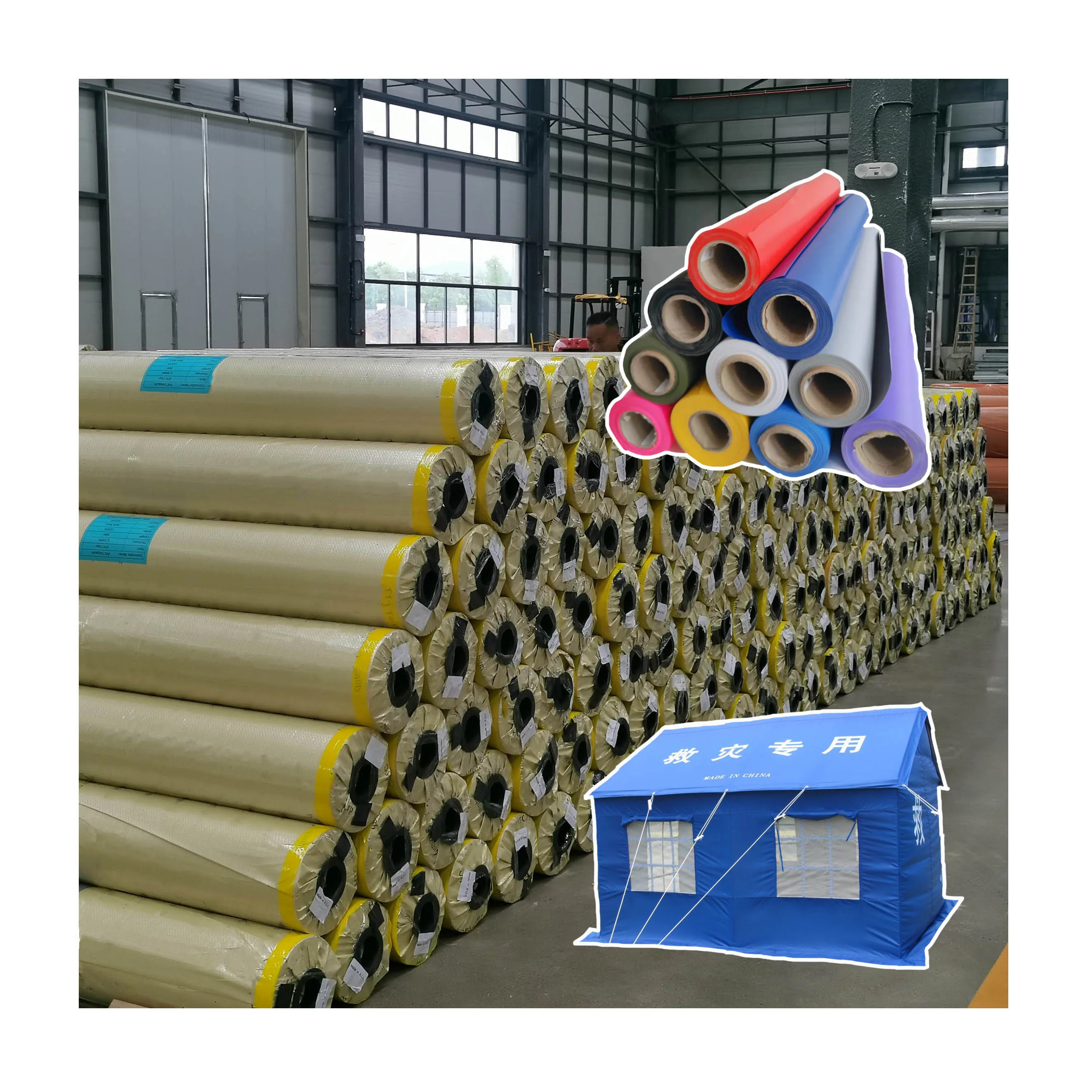 Lona Factory Direct Outdoor  PVC Tent Tarpaulin Fabric PVC Canvas Tarpaulin Roll Materials for Tent
