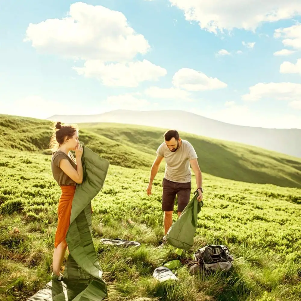 
40D Nylon Camping Mat Inflatable Sleeping Pad With Pillow 