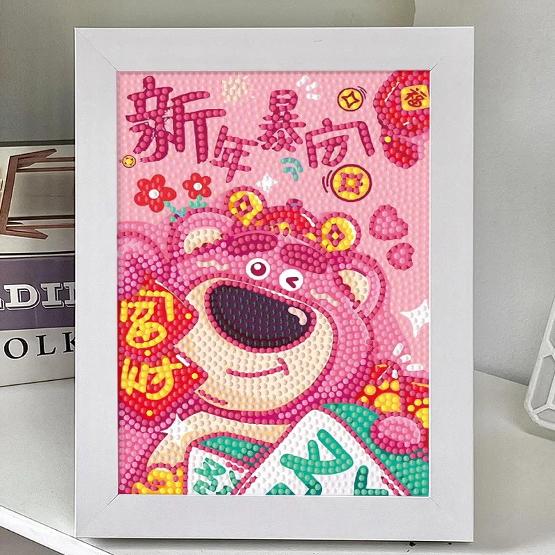 Cute Crayon Shin-chan Sponge Stitch DIY Diamond Painting 5D DIY Full Diamond Art Paintings With Wooden Picture Frame For Kids